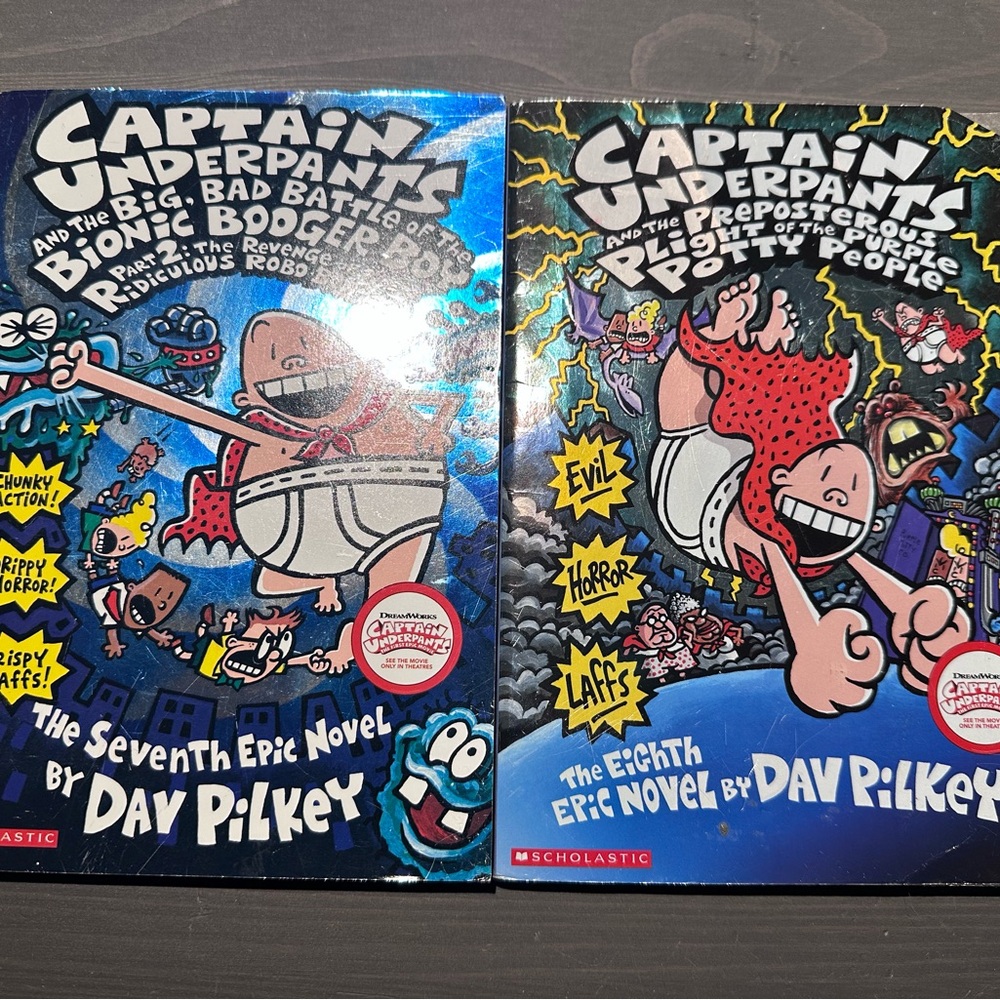 Scholastic Captain Underpants Blue and Red Book Set 7 &8